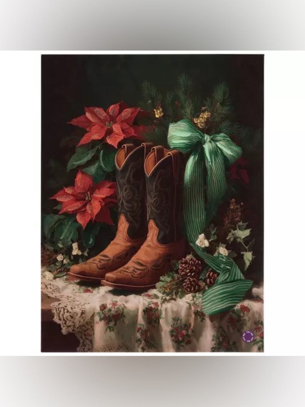Cowboy Boots & Green Bow Light Up Wall Decor